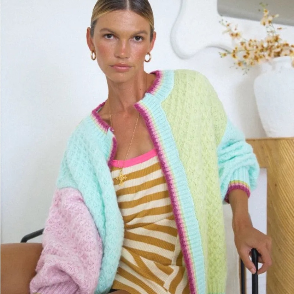 VRG GRL City of Monet Knit Cardigan Multi